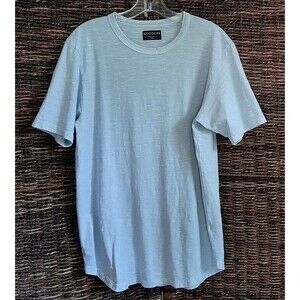 Goodlife Tee Shirt Mens Large Blue Crew Neck Scallop Curve Hem USA Quiet Luxury